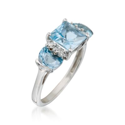 2.50 ct. t.w. Aquamarine Ring With Diamonds in 14kt White Gold &mdash; Alt Image 3