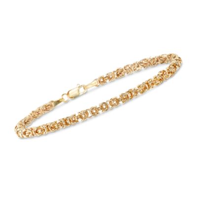 14kt Italian Yellow Gold 3mm Rolled Byzantine Bracelet &mdash; Alt Image 1