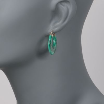 Malachite Hoop Earrings In 14kt Yellow Gold  &mdash; Alt Image 2