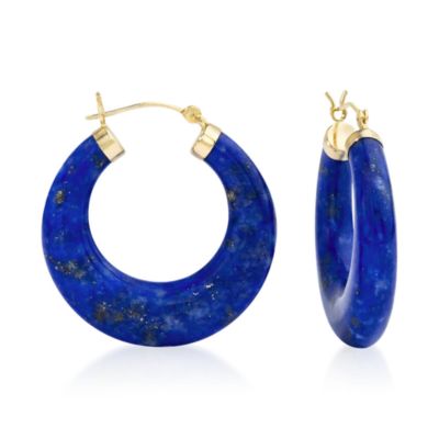 Lapis Hoop Earrings 14kt Yellow Gold &mdash; Alt Image 1