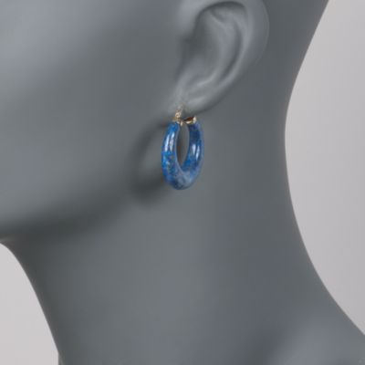 Lapis Hoop Earrings 14kt Yellow Gold &mdash; Alt Image 2