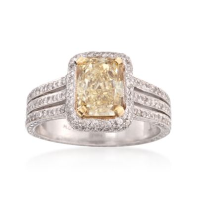 2.02 Carat Fancy Yellow Diamond With .70 ct. t.w. Diamonds Ring in Platinum. Size 6.5 &mdash; Alt Image 1