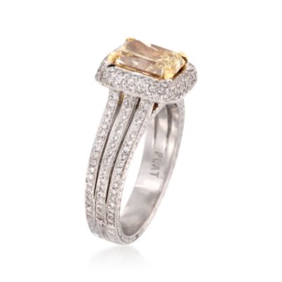 2.02 Carat Fancy Yellow Diamond With .70 ct. t.w. Diamonds Ring in Platinum. Size 6.5 &mdash; Alt Image 3
