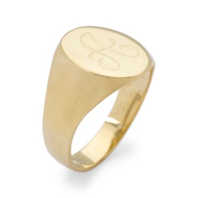 Men's 14kt Yellow Gold Oval Signet Ring With Monogram &mdash; Alt Image 2