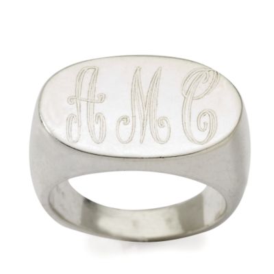 Sterling Silver 3-Initial Signet Ring &mdash; Alt Image 1
