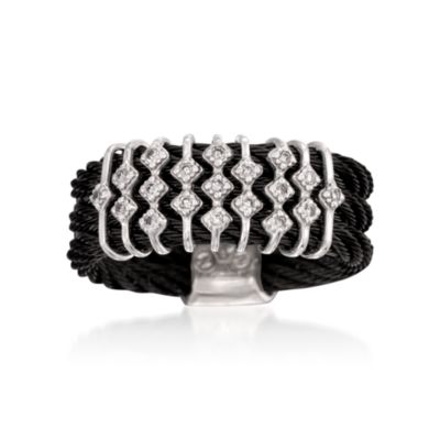 Charriol .12 ct. t.w. "Celtic Noir" Diamond Ring in 18kt White Gold. Size 6.5 &mdash; Alt Image 1