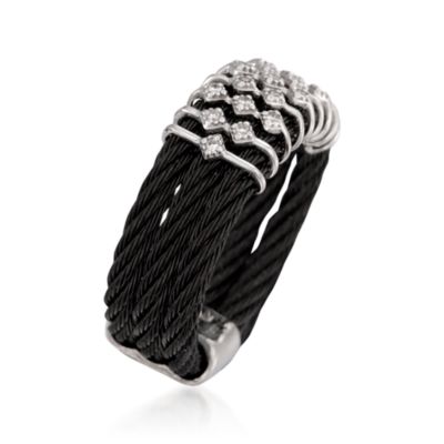 Charriol .12 ct. t.w. "Celtic Noir" Diamond Ring in 18kt White Gold. Size 6.5 &mdash; Alt Image 3