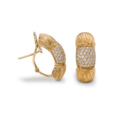 1.00 ct. t.w. Diamond Textured Earrings In 14kt Yellow Gold &mdash; Alt Image 1