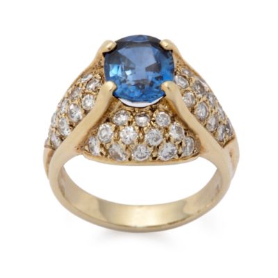 C. 1980 2.20 Carat Sapphire and 1.50 ct. t.w. Diamond Dome Ring Size 5.75 &mdash; Alt Image 1