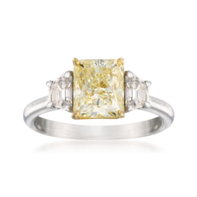 2.75 Carat Certified Yellow Diamond Engagement Ring With .68 ct. t.w. Diamonds in 18kt Two-Tone Gold &mdash; Alt Image 1