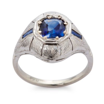 C. 1910 Vintage Art Nouveau 1.15 ct. t.w. Sapphire Ring In 14kt White Gold. Size 6.75 &mdash; Alt Image 1