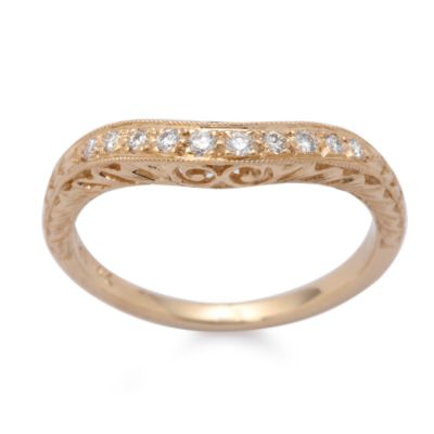 14kt Yellow Gold Antique-Style Band With 10 Round  Diamonds (.13 ct. t.w.). Size 6.5 &mdash; Alt Image 1