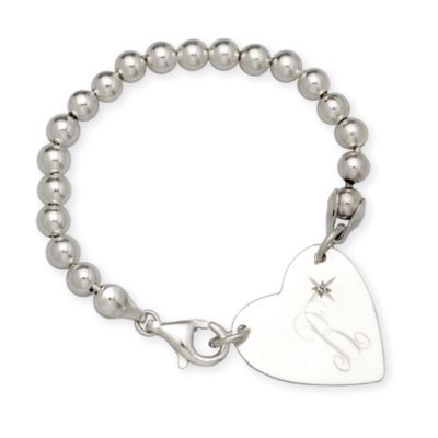 Sterling Silver Single Initial and Diamond Accent Bracelet 7.5" &mdash; Alt Image 1