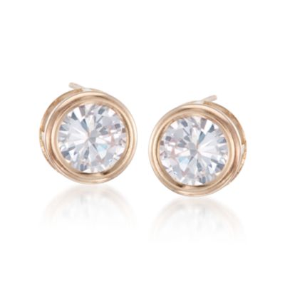 1.00 ct. t.w. Bezel-Set CZ Earrings in 14kt Yellow Gold  &mdash; Alt Image 1
