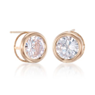 1.00 ct. t.w. Bezel-Set CZ Earrings in 14kt Yellow Gold  &mdash; Alt Image 3
