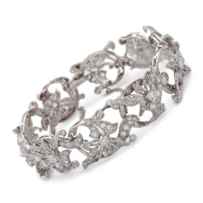 C. 1950. Vintage 7.00 ct. t.w. Diamond Bracelet In Platinum. 7.25" &mdash; Alt Image 1