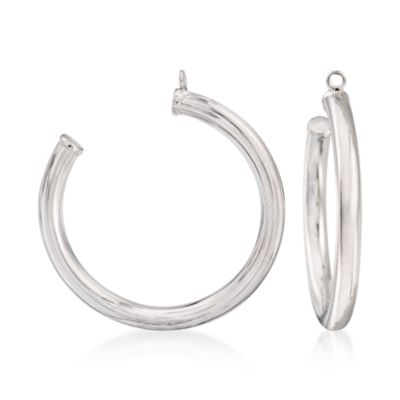 14kt White Gold Tube Hoop Earring Jackets  &mdash; Alt Image 1