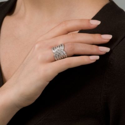 1.10 ct. t.w. Diamond Crisscross Ring In 14kt White Gold &mdash; Alt Image 3
