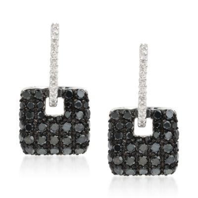 1.80 ct. t.w. Black Diamond Earrings With White Diamonds In 14kt White Gold. Dangle Earrings &mdash; Alt Image 1