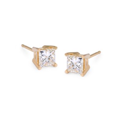 .75 ct. t.w. Princess-Cut Diamond Stud Earrings in 14kt Yellow Gold &mdash; Alt Image 1