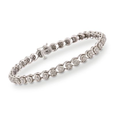 3.35 ct. t.w. Diamond Floral Cluster Bracelet In 14kt White Gold. 8.25" &mdash; Alt Image 1