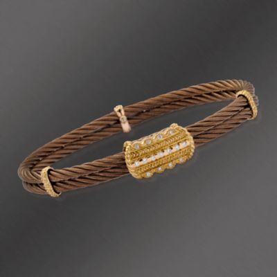 Charriol .16 ct. t.w. "Celtique" Diamond Bracelet In 18kt Yellow Gold and Stainless. 7" &mdash; Alt Image 1