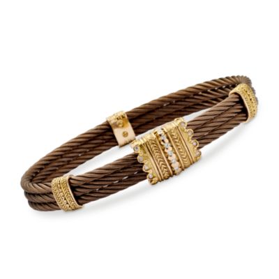 Charriol .18 ct. t.w. "Celtique" Diamond Bracelet in 18kt Yellow Gold and Stainless. 7" &mdash; Alt Image 1