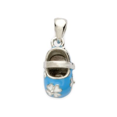 Sterling Silver Tiny Blue Enamel Baby Shoe Charm &mdash; Alt Image 1