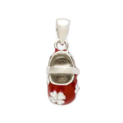 Sterling Silver Tiny Red Enamel Baby Shoe Charm &mdash; Alt Image 1