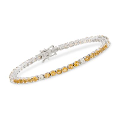 4.10 ct. t.w. Citrine and .70 ct. t.w. Diamond Tennis-Style Bracelet In 14kt White Gold. 7" &mdash; Alt Image 1