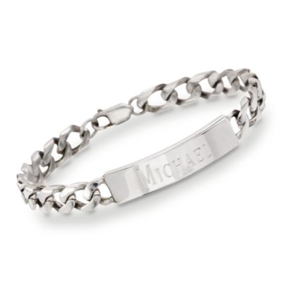 Men's Engraveable Bracelet In Sterling Silver. 8" &mdash; Alt Image 1