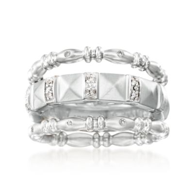 Set of Three .10 ct. t.w. Diamond Rings in Sterling Silver &mdash; Alt Image 1