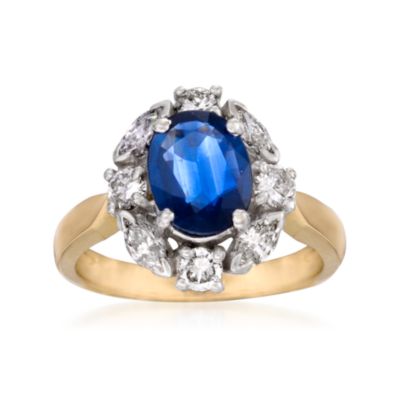 2.00 Carat Sapphire and .85 ct. t.w. Diamond Ring in 14kt Yellow Gold. Size 7 &mdash; Alt Image 1