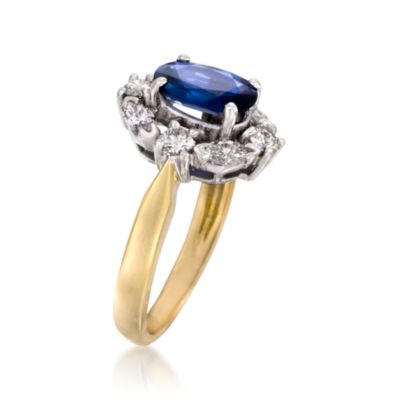 2.00 Carat Sapphire and .85 ct. t.w. Diamond Ring in 14kt Yellow Gold. Size 7 &mdash; Alt Image 3