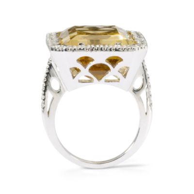 22.00 Carat Citrine and .55 ct. t.w. Diamond Ring In 14kt White Gold &mdash; Alt Image 3