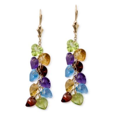 16.60 ct. t.w. Multi-Gem Heart Dangle Earrings In 14kt Yellow Gold &mdash; Alt Image 1