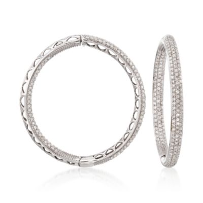 2.00 ct. t.w. Pave Diamond Inside-Outside Hoop Earrings in 14kt White Gold &mdash; Alt Image 1