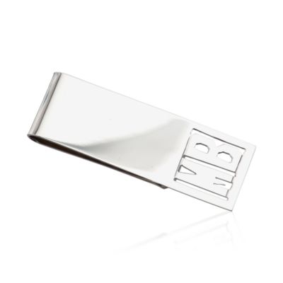 3-Initial Pierced Monogram Sterling Silver Money Clip &mdash; Alt Image 1