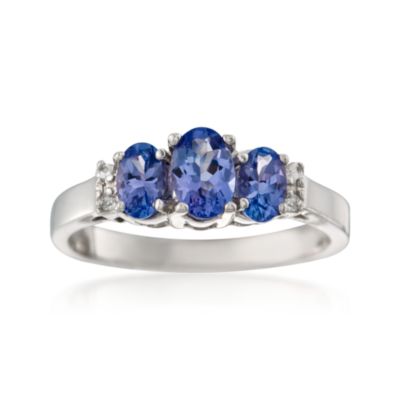1.00 ct. t.w. 3-Oval Tanzanite Ring In 14kt White Gold &mdash; Alt Image 1