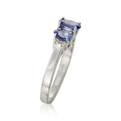 1.00 ct. t.w. 3-Oval Tanzanite Ring In 14kt White Gold &mdash; Alt Image 3