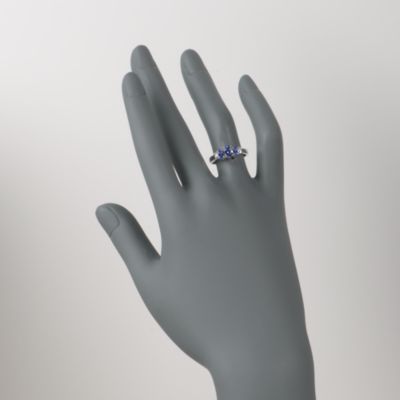 1.00 ct. t.w. 3-Oval Tanzanite Ring In 14kt White Gold &mdash; Alt Image 2