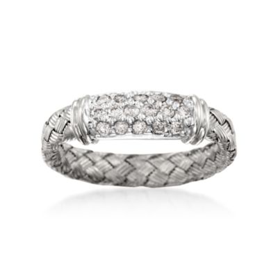 Roberto Coin .24 ct. t.w. Diamond Woven Ring in 18kt White Gold. Size 6.5 &mdash; Alt Image 1