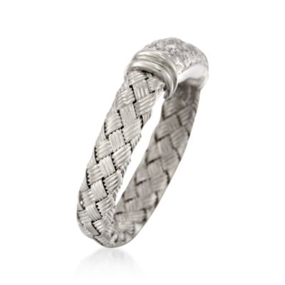Roberto Coin .24 ct. t.w. Diamond Woven Ring in 18kt White Gold. Size 6.5 &mdash; Alt Image 3
