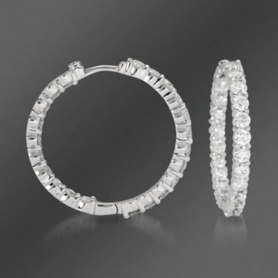 Roberto Coin 3.43 ct. t.w. Diamond In-And-Out Hoop Earrings In 18kt White Gold  &mdash; Alt Image 1