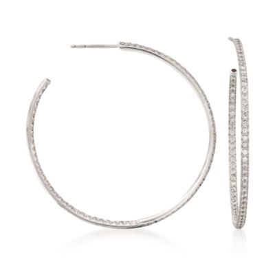 Roberto Coin 1.40 ct. t.w. Diamond In-And-Out Hoop Earrings in 18kt White Gold     &mdash; Alt Image 1