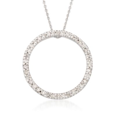 Roberto Coin .42 ct. t.w. Diamond Circle Necklace in 18kt White Gold. 18" &mdash; Alt Image 1
