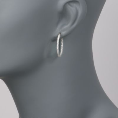 Roberto Coin .80 ct. t.w. Inside-Outside Diamond Hoop Earrings in 18kt White Gold &mdash; Alt Image 2