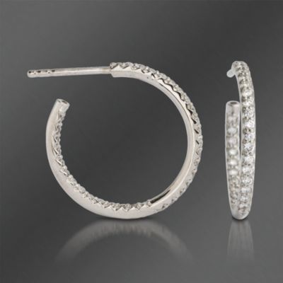 Roberto Coin .66 ct. t.w. Diamond In-And-Out Hoop Earrings In 18kt White Gold &mdash; Alt Image 1