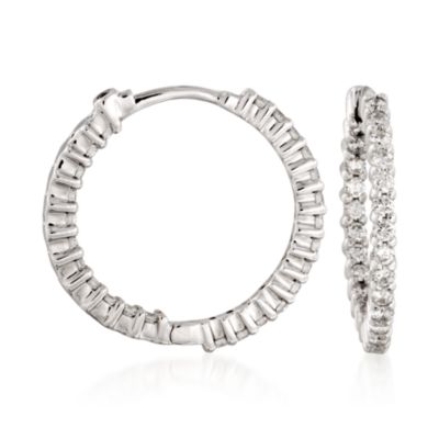 Roberto Coin 1.00 ct. t.w. Diamond Inside-Outside Hoop Earrings in 18kt White Gold &mdash; Alt Image 1
