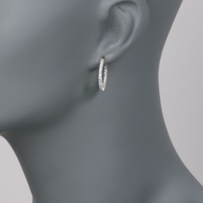 Roberto Coin 1.00 ct. t.w. Diamond Inside-Outside Hoop Earrings in 18kt White Gold &mdash; Alt Image 2